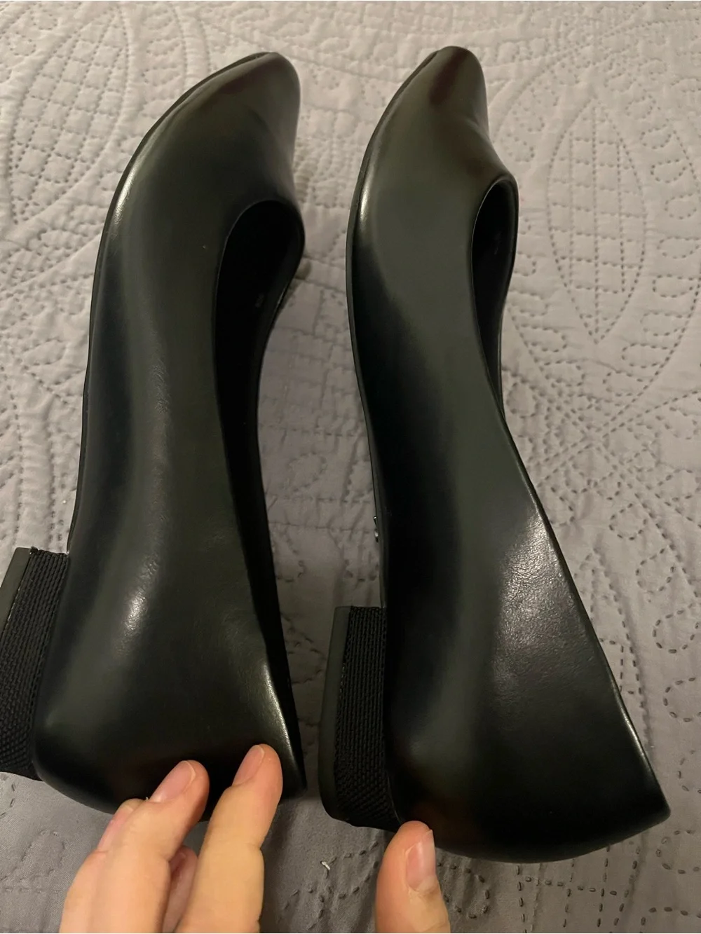 Antonia Saint Black Pointed Leather Flats with Blue Insole